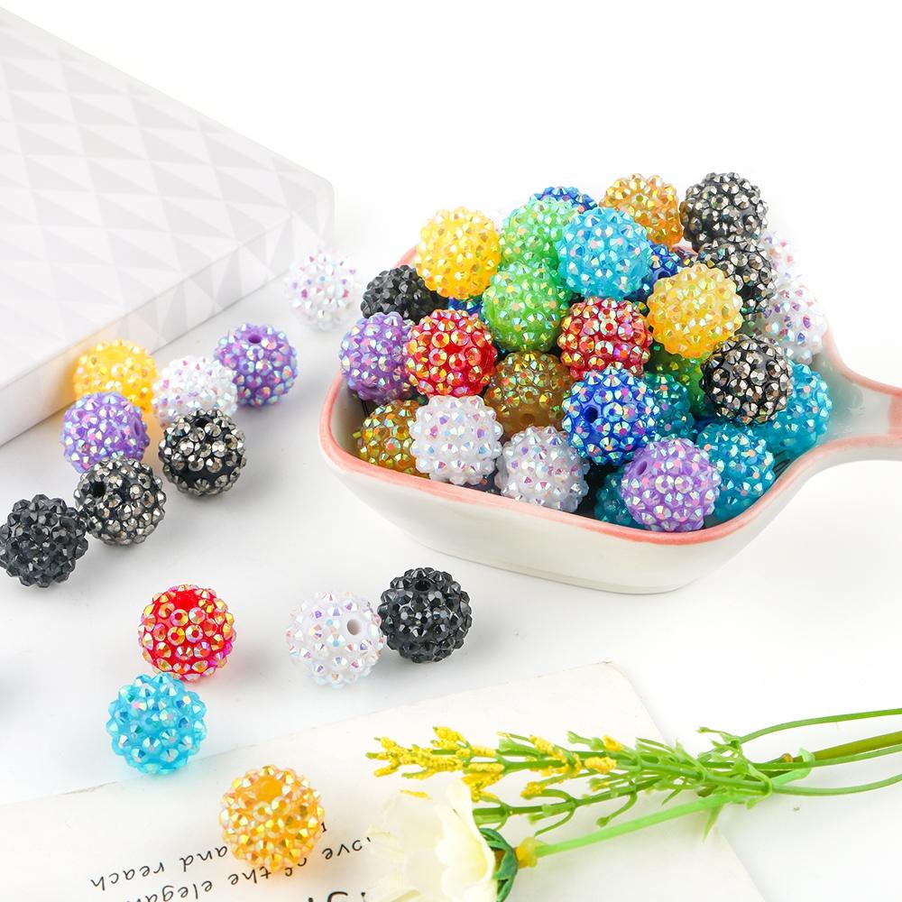 24pcs 14/16/20mm Resin Bayberry Ball Rhinestone Beads, Fashionable and Exquisite Acrylic Beads, Suitable for Pen Accessories, Bracelets Jewelry Making DIY Decorative Accessories