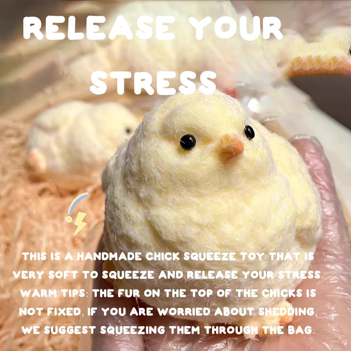 2 Taba Squishy Chicken Toys, Handmade Stress Relief Decompression Squeeze Squeezable Toys for Adults, Fun Christmas and Birthday Gift for Kids, Fidget Relief