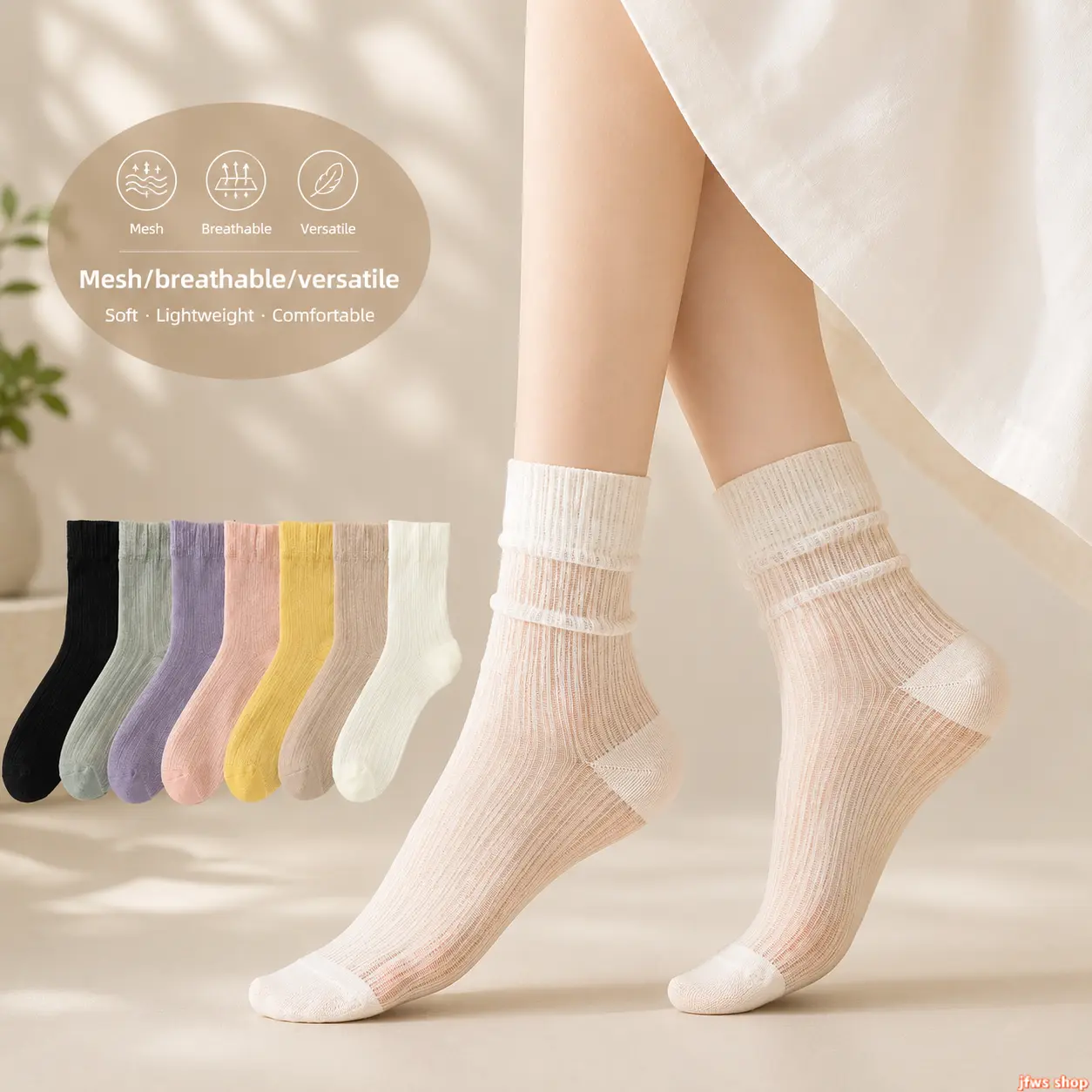 Women Mid Tube Ice Silk Socks Thin Breathable Cooling Mesh Crew Stockings Accessories for Girls Spring Summer Daily Casual Shoes Wear tiktokshopbacktoschool