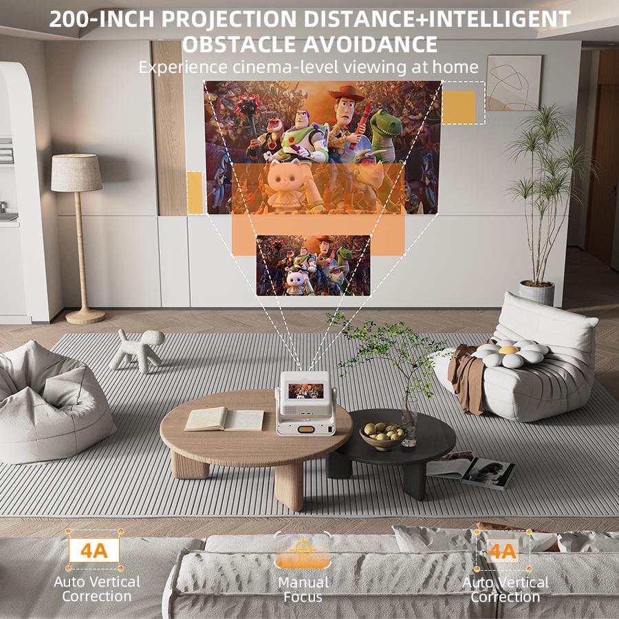Touchscreen Portable Projector [Autofocus/800 ANSI/Native 1080P/Support 4K] A5PRO Smart Home Movie Projector with Touchpad, Wifi 6, Bluetooth, 180° Stand, 300-inch Display, Suitable for Outdoor/Indoor/Gaming, Christmas/New Year Gift voplls Hdmi Android