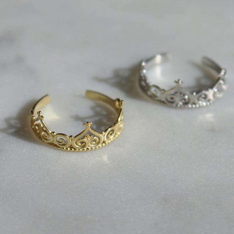 Princess Ring Cartoon As The Princess And The Pauper Jewelry Adjustable Gold Silver Color Crown Ring For Girl Gift