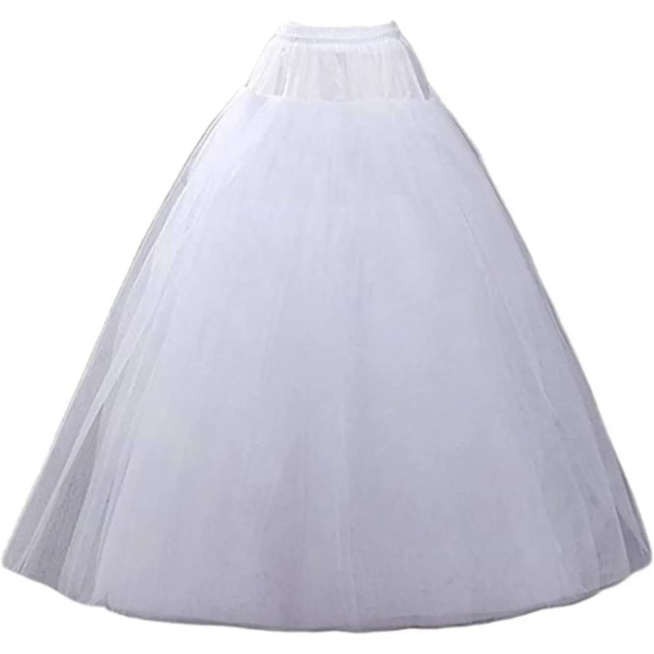 Plus Size 4-Layer Hoopless A-Line Petticoat Crinoline Underskirt with Polyester Lining & Nylon Tulle, Elastic Waist, Floor Length Lightweight for Wedding, Prom, Quinceanera & Evening GownsGift