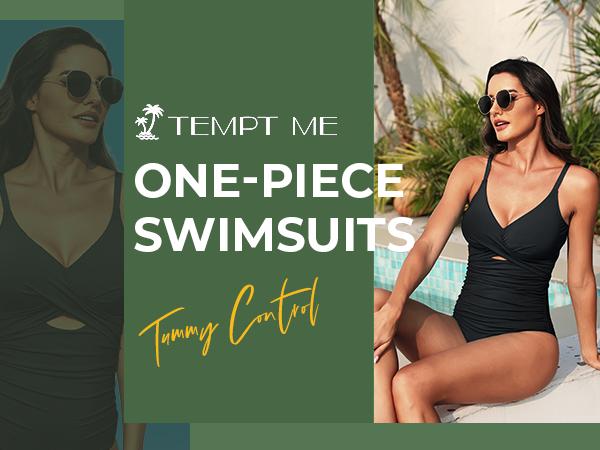 Tempt Me Women One Piece Swimsuit Tummy Control Bathing Suits Cutout V Neck Twist Front Swimwear