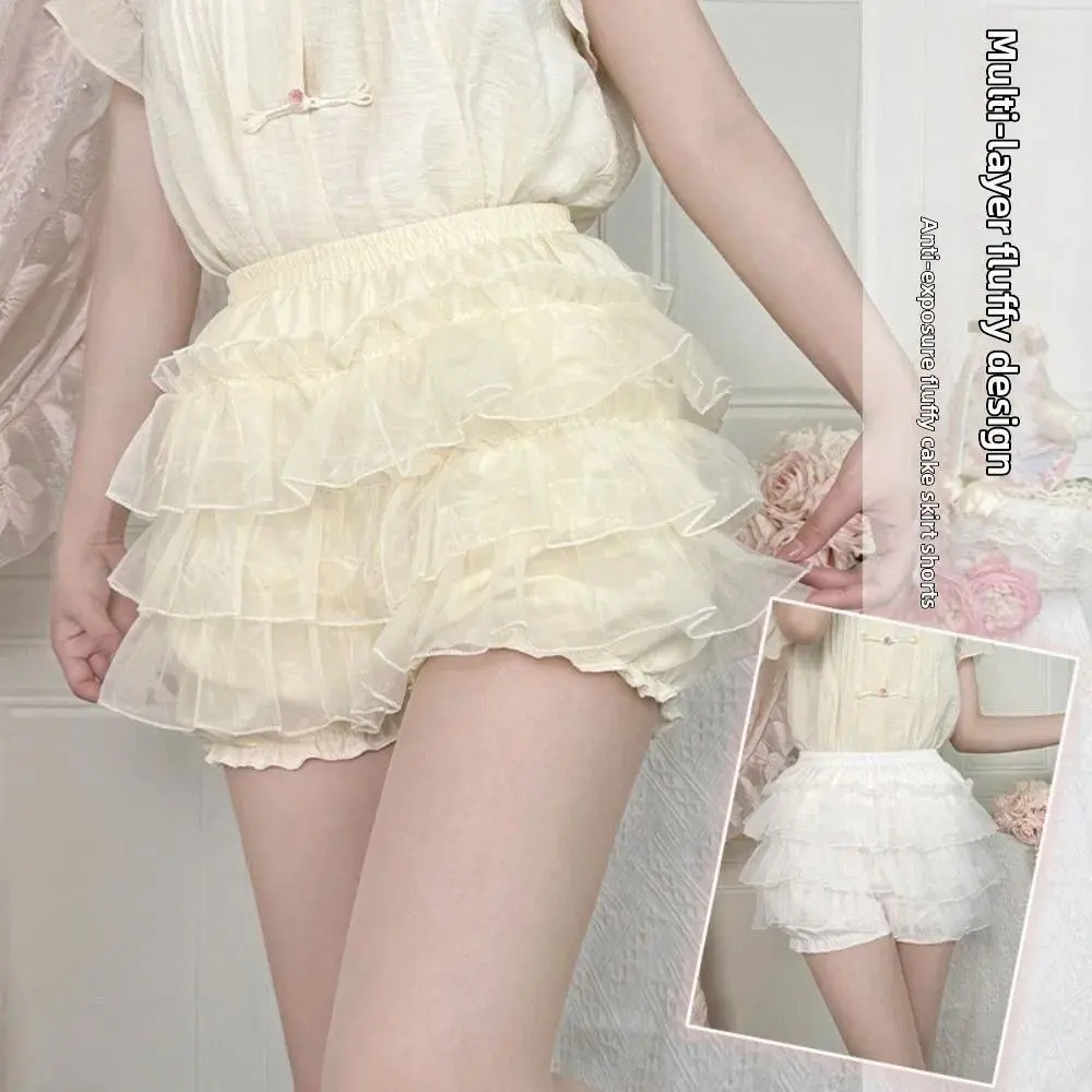 Simple Elastic Safety Pants Sweet Anti Exposure JK Petticoat Breathable Ruffled Summer Safety Shorts Daily Wear