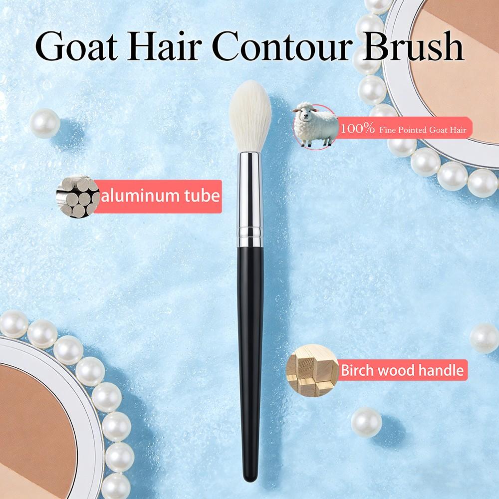 Goat Hair Contour Brush, Face Contour Powder Blush Highlight, Tapered Makeup Tool, 100% Goat Hair, Sculpting Makeup Brush 002