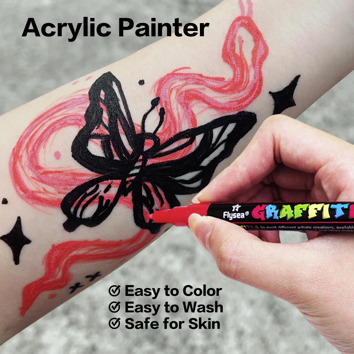 12pcs/set Body Paint Marker Pen High Pigment, Face Body Art Temporary Tattoo Drawing Pen, Party Supplies, Valentine's Day Gift