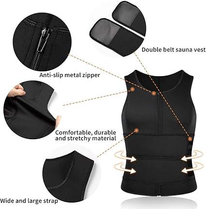 Men Body Shaper Waist Trainer Vest  Sauna Sweat Vest Compression Undershirt Shapewear Workout Tank Tops Corset Sports Breathable Outfits