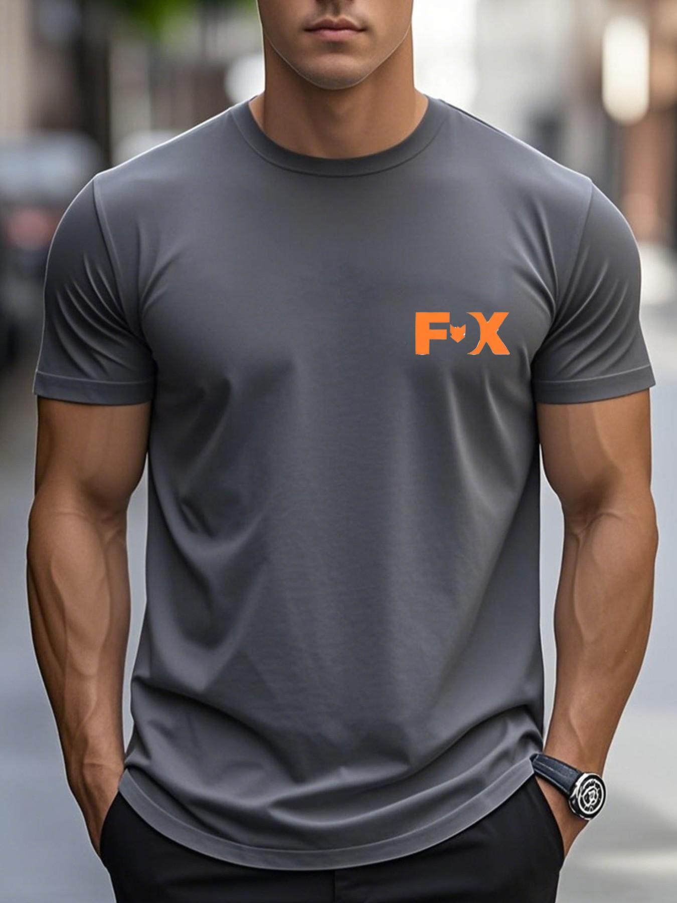 Men's Short Sleeve T-Shirt 3-Pack, Fx Fox Design, Casual Loose Fit, Geometric Pattern, All Seasons, Trendy and Comfortable
