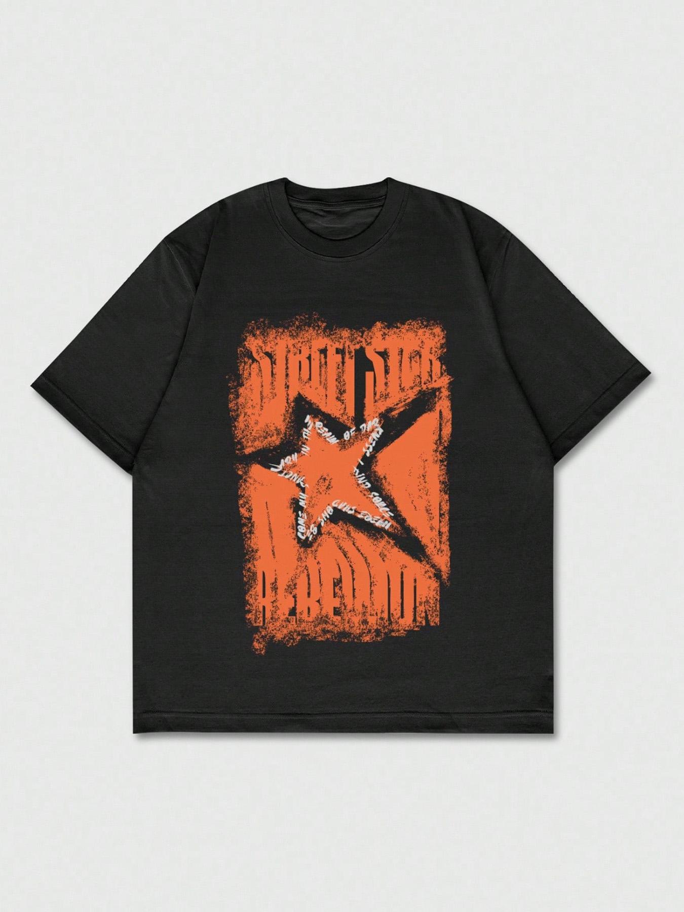 Unisex's Star Print Round Neck Tee, Casual Comfy Tee, Regular Fit Casual Fashion Short Sleeve T-shirt for Summer, Unisex Top for Daily Wear, Women