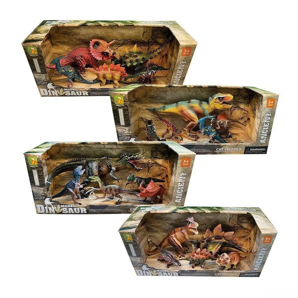 6-Piece Jurassic Dinosaur Keychain Set, Realistic Plastic Bag Charms for DIY, Gift Boxed Figurine Collection with T-Rex & Pterosaur, No, Collectible Figurines, Animals Figurines pearl chain stuffed