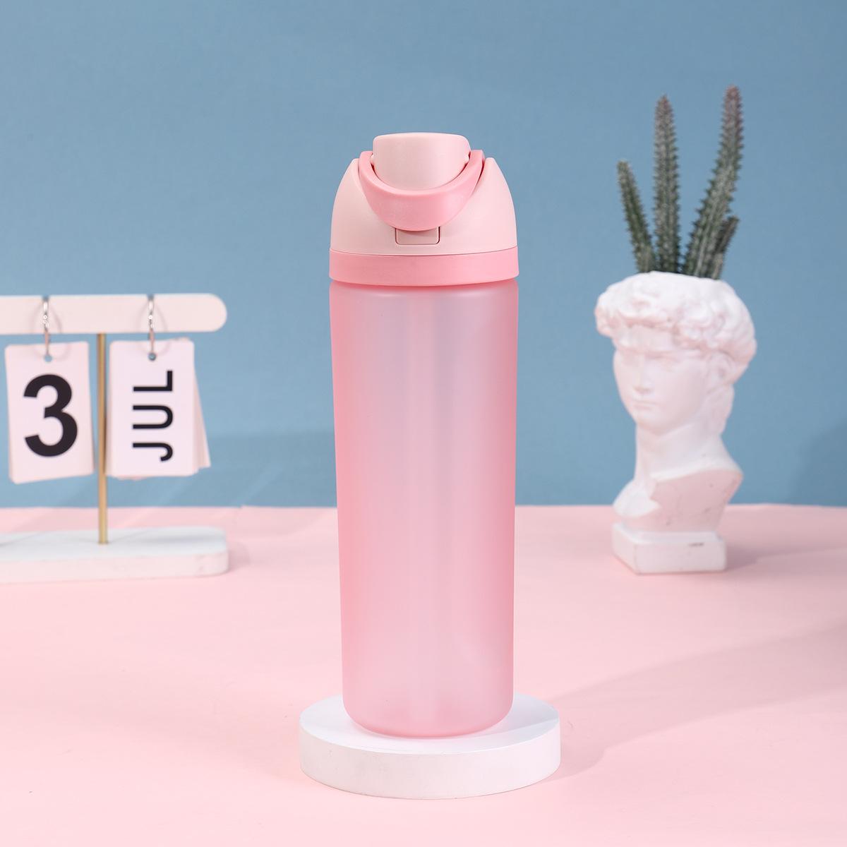 Transparent Plastic Fruit Cup, Large Capacity Outdoor Sports Water Bottle, Leak-Proof Dual Straw Cup, Perfect for Hiking & Camping