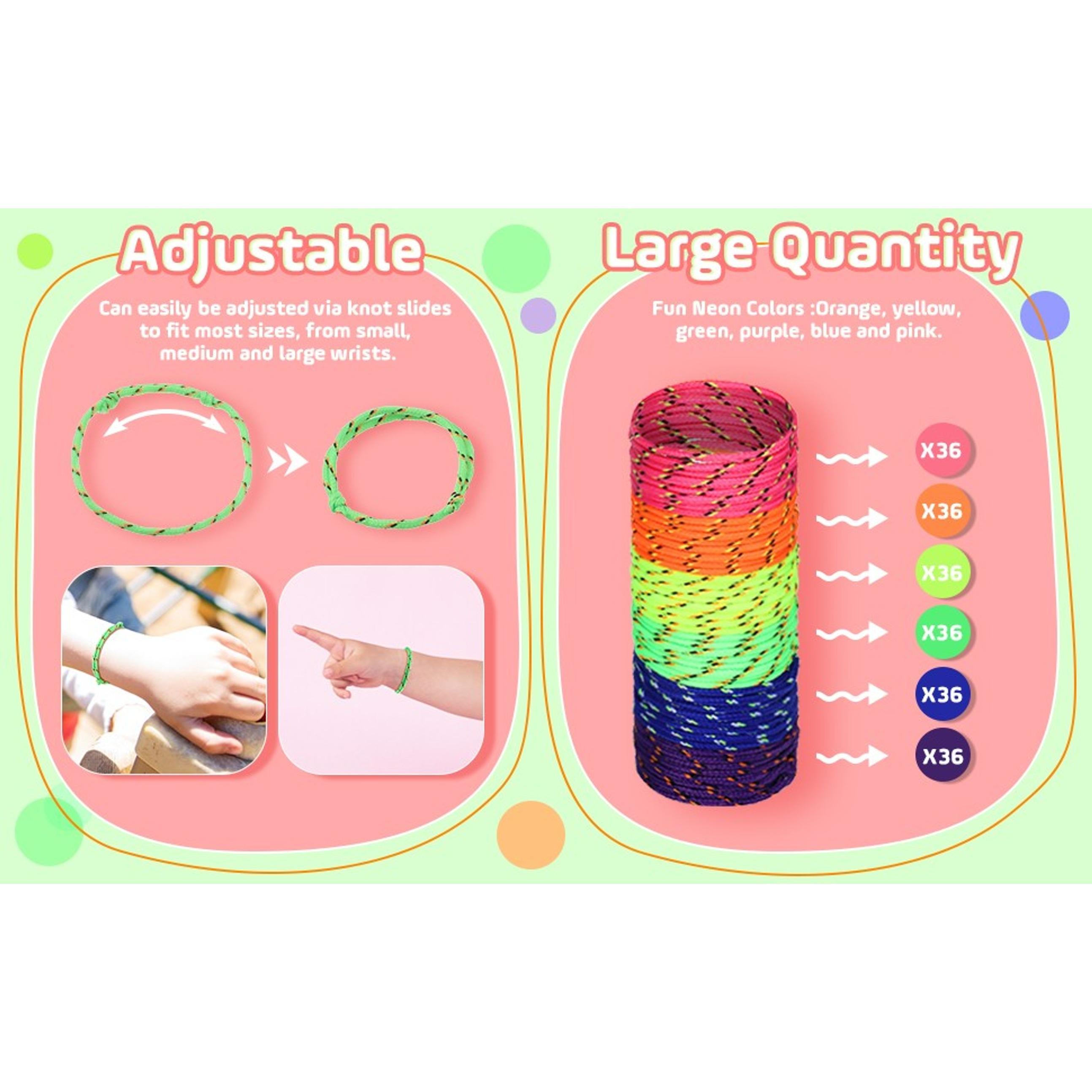 216 Pack Neon Friendship Bracelets Bulk - Adjustable Paracord Rope Bracelets for Women & Students, Back to School Birthday Classroom Party Favors, Goodie Bag Stuffers (Bright Colors) 216 Pack Neon Friendship Bracelets Bulk - Adjustable Paracord Rope Bracelets for Women & Students, Back to School Birthday Classroom Party Favors, Goodie Bag Stuffers (Bright Colors)