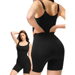 Bathroom-Friendly Seamless Shapewear Bodysuit Women Tummy Control Body Shaper with Adjustable Straps & Open Back