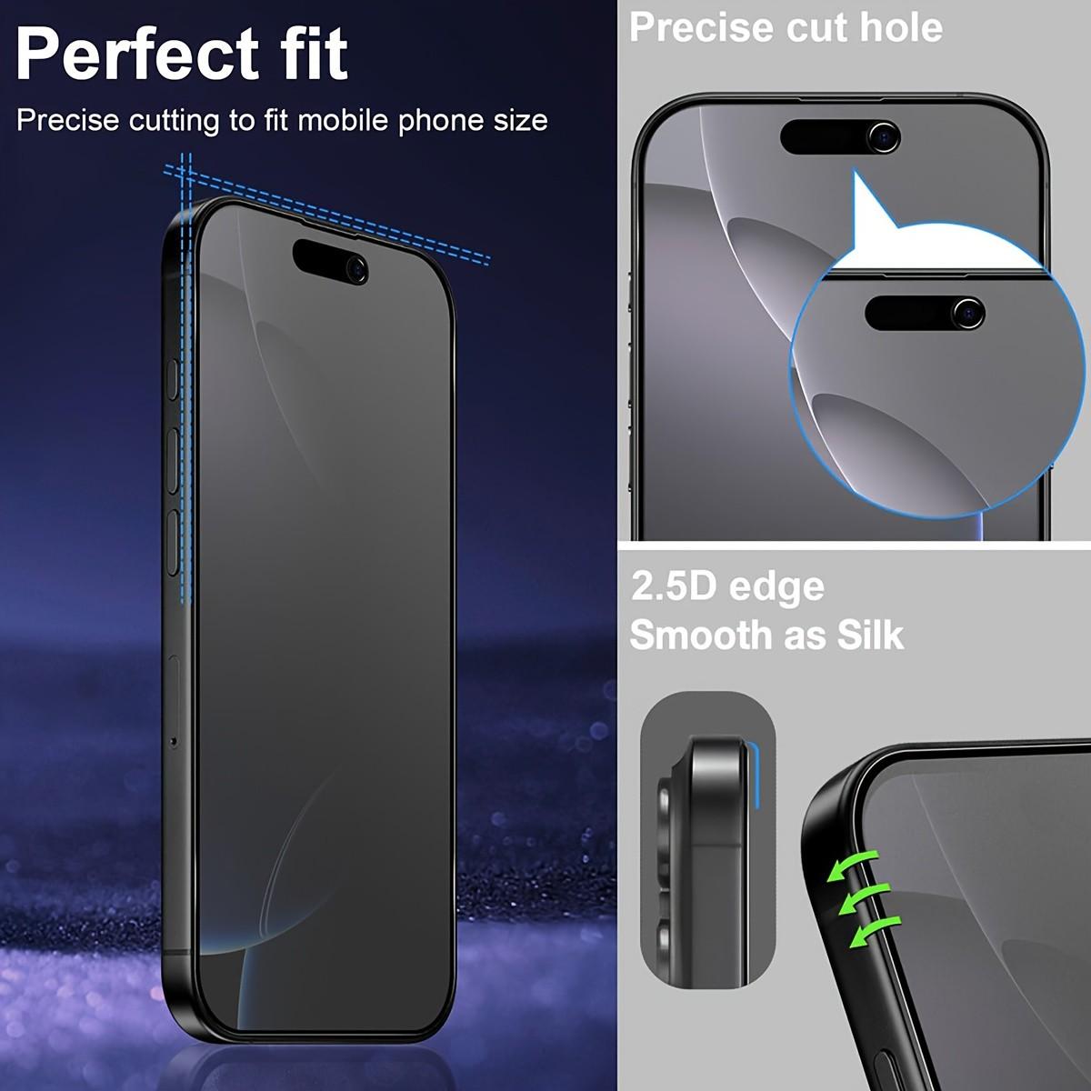 2-Pack Matte Privacy Screen Protectors for iPhone 17 Pro Max/16/15 /14/13/12/11/ Plus/16E/Xs Max/Fingerprint Resistant, No Bubbles, Easy Application, Frosted Anti Spy Soft Film, Privacy Shield Matte End Protecto
