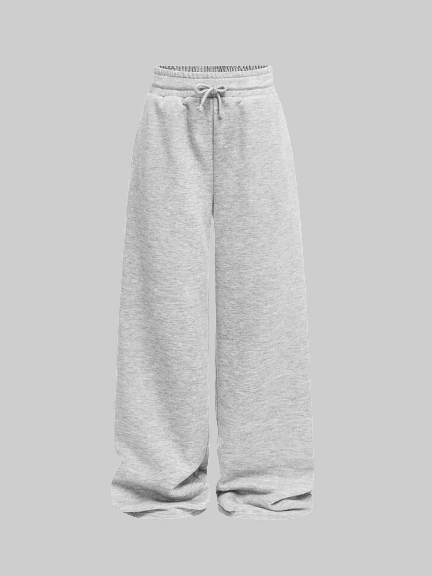 Women's Solid Color Wide Leg Sweatpants with Drawstring Waist, Breathable Outdoor Running Pants for All Seasons, Fitness and Commuting Wear