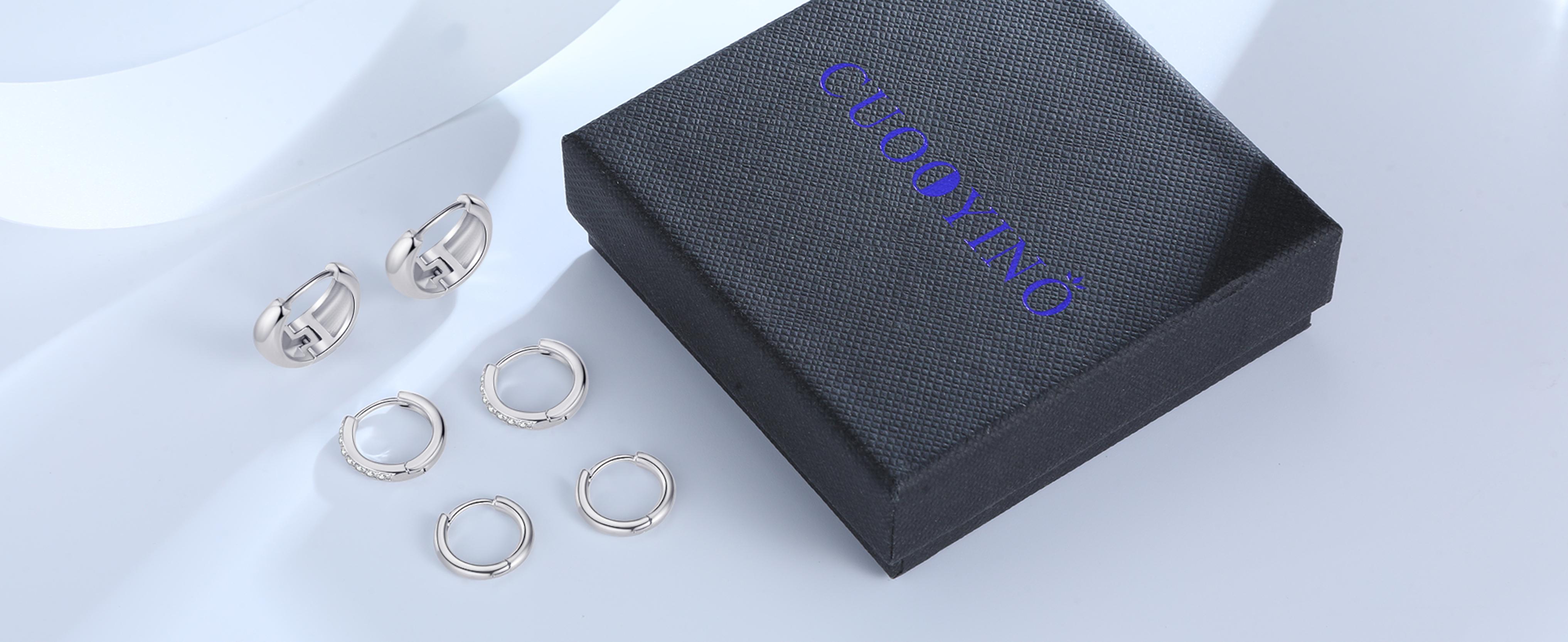 925 Sterling Silver Hypoallergenic Earrings Set, Dainty Stud Huggie Earrings Small Hoop Earrings for Multiple Piercing small hoop