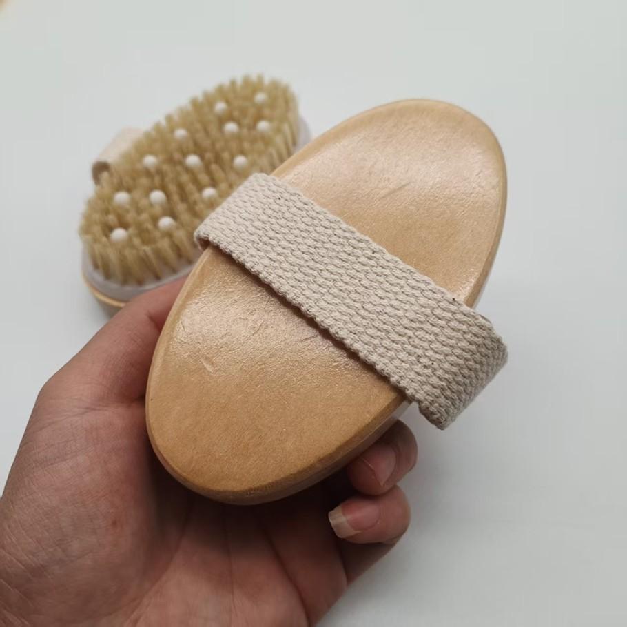 Natural Bristle Bath Brush, Dry Wet Dual Use, Deep Cleansing Exfoliator, Gentle on Skin, Perfect for Shower and Back Scrubbing