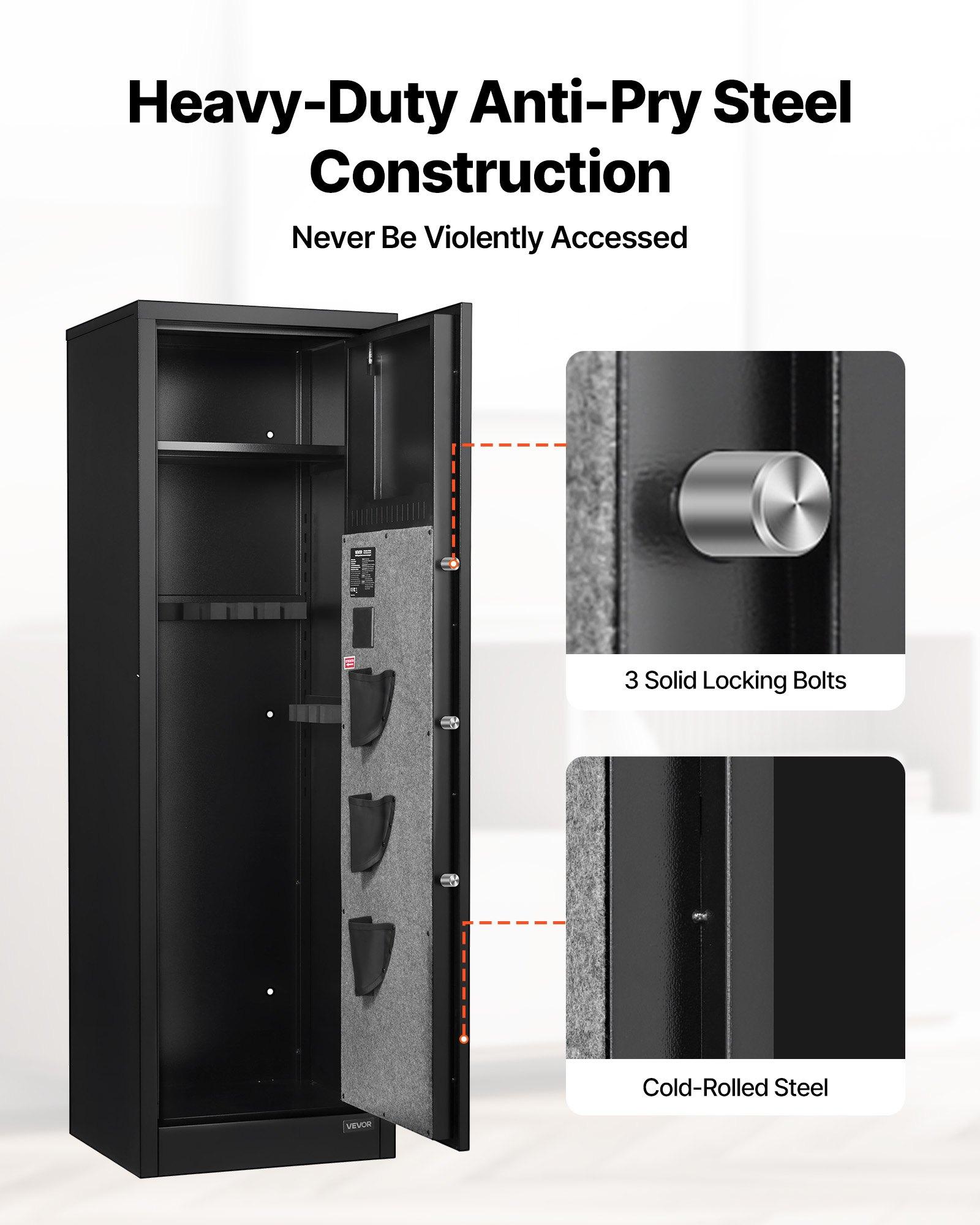 fathersdaygift  VEVOR 8-10 Gun Safe, Long Gun Cabinet for Rifles and Pistols, Quick Access Rifle Safe with 3 Pistol Pockets and Adjustable Racks, Large Digital Cabinet with Fingerprint and Password Lock