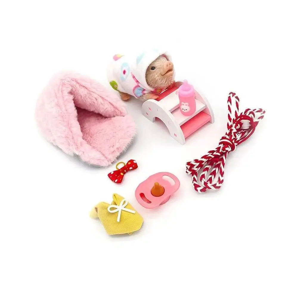 5-Inch Silicone Piglet Animal Shaped Doll, Soft Cute Mini Realistic Figure with Accessories, Lifelike Reborn Newborn Pig Stress Reliever, Silicone Stress Relief Home Decor, Dolls Gifts & Gift Ideas