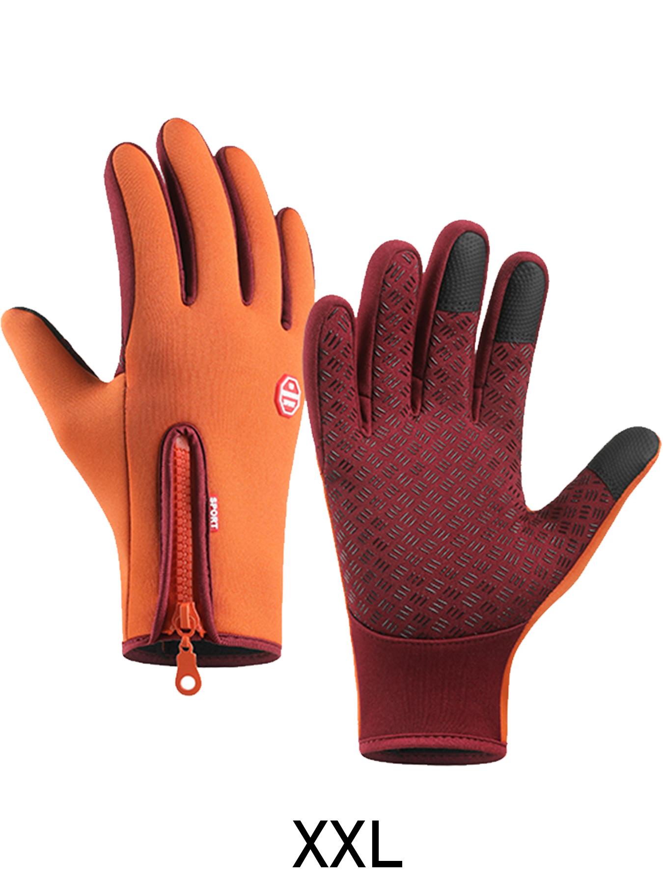 Spring Autumn Outdoor Sports Fleece Lined Cycling Gloves Waterproof Touchscreen Mountaineering Gloves Zipper Gloves Outdoor Activity Gloves