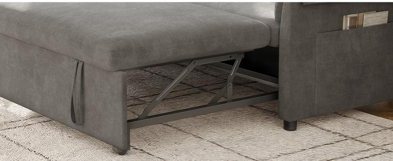 【Valentine's Day gift】ONBRILL 60" Convertible Sofa Bed, 3 in 1 Loveseat Sleeper Sofa Couch Bed with Pull-Out Bed, Chenille Pull Out Sofa Bed w/Adjustable Backrest, Side Pockets, Small Couches for Living Room