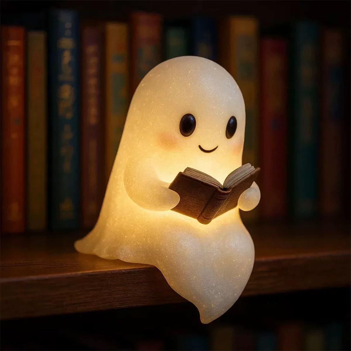 Cute Halloween Ghost Reading LED Night Light, Ambient Night Lights, Perfect for Holiday Decorations and Gifts, Ideal for Spooky Atmosphere at Home, Decorative Use