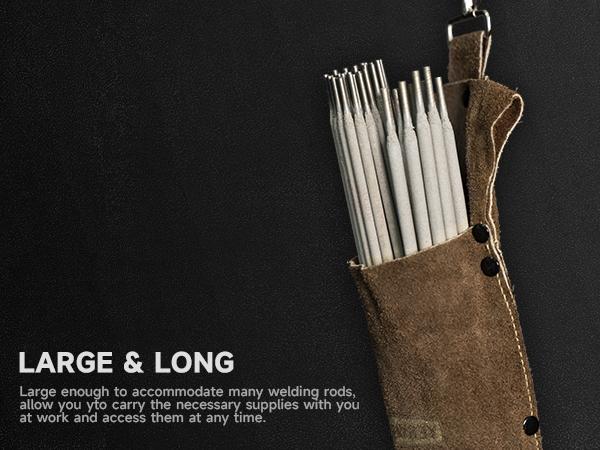 YESWELDER Flame Retardant Cowhide Leather Welding Rod Holder, Thickened Electrodes Rod Bag, Wearable Welding Electrode Storage Can