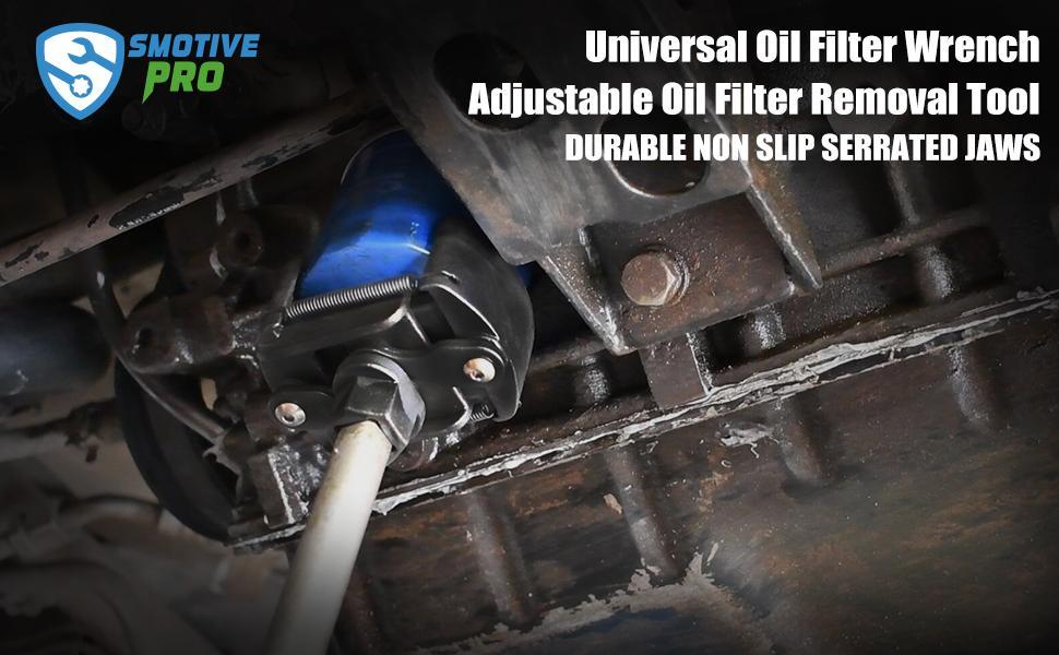 SMOTIVE PRO Adjustable Oil Filter Pliers 60-80mm, 1/2" Drive Heavy Duty Tool with Anti-Slip Serrated Jaws for Easy Filter Removal and Installation