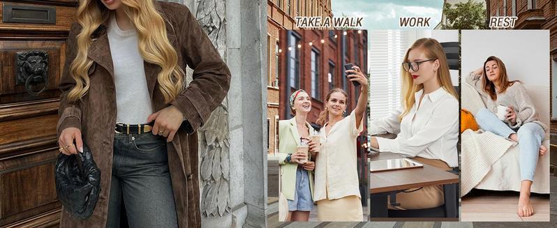 utcoco Women's Faux Suede Long Trench Coat Notched Lapel Double-Breasted with Belt Casual Fitted Outerwear Jackets Tops for Autumn & Winter