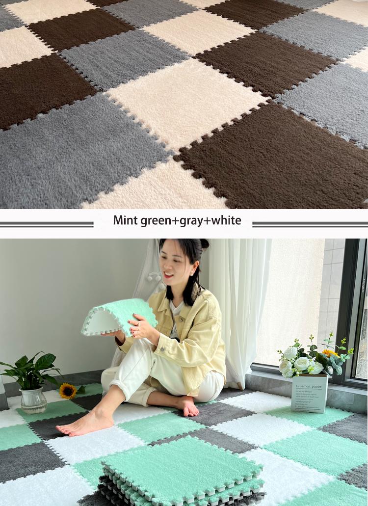 24-Piece Long Pile Patchwork Rug Set, Washable Floor Mat, Interlocking Mats for Bedroom & Living Room, Home Use, 6mm Eva Foam Base, Carpet Mats