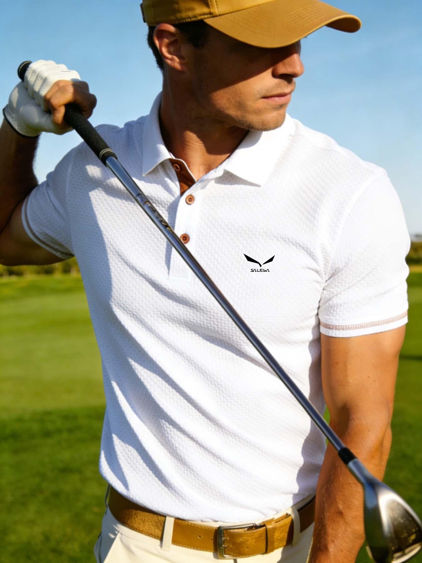 Men's Breathable Summer Polo Shirt, Animal Print Slim-Fit Short Sleeve, Quick-Dry Turn-Down Collar, Golf Fishing Basketball Camping Beachwear