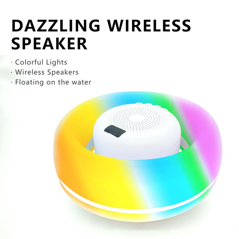 Floatable Waterproof Bluetooth-compatible Speaker, Pool Bathroom Outdoor Universal, Seven Color Lights, 10 Modes, Wireless Hands-Free Calling, Portable Small Sound System