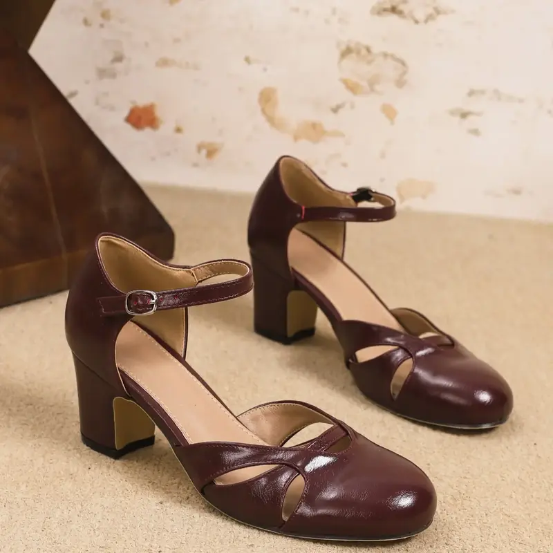 Elegant Mary Jane High Heels Sandals, Round Toe, PU Leather, Rubber Sole, Perfect for Christmas Parties, Weddings and Formal Events #GLOBAL PICKS