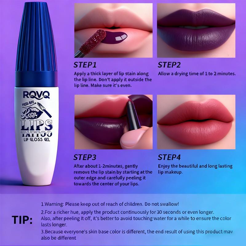 3-Color Peelable Lipstick, Long-Lasting Waterproof, Hyaluronic Acid, Easy Application, Suitable for All Light Skin Tones, Gift Idea