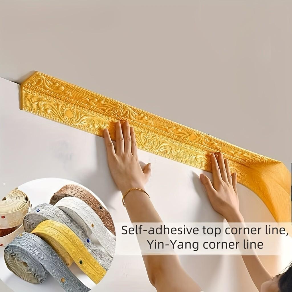 3-Pack Vinyl Wallpaper Strips, Self-Adhesive Waterproof Edge Seals, Interior & Exterior Baseboards, Ceiling & Wall Decor, Easy Application, Peel And Stick Wallpaper