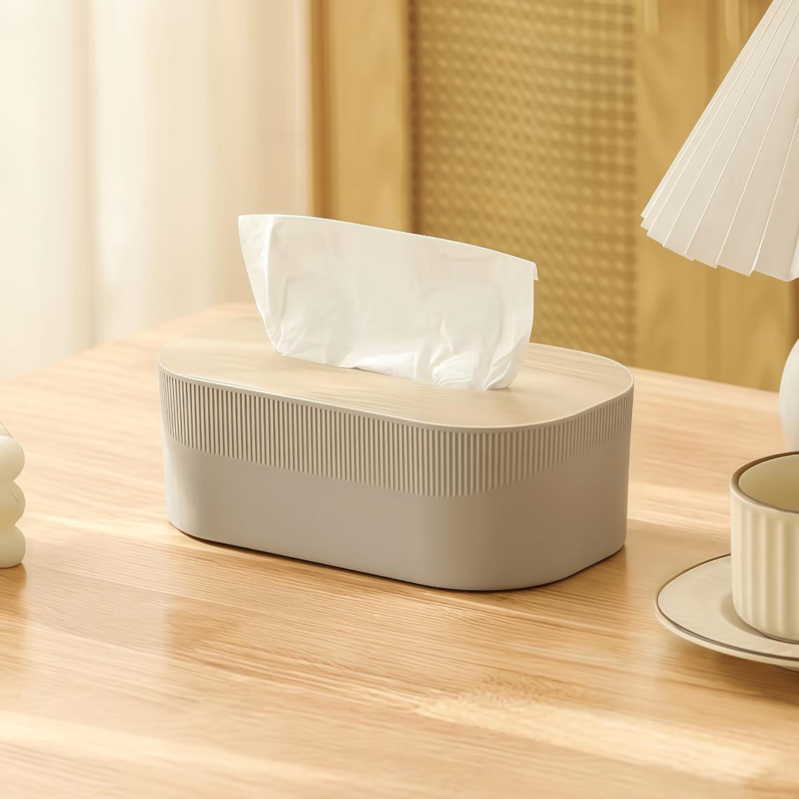 Nordic Minimalist Style Tissue Box, Arched Handkerchief Box with Grain Lid, Large Napkin Dispenser, Autumn Decoration Bathroom, Suitable for Bathroom, Bedroom, Living Room, Student Dormitory. Bathroom Additions