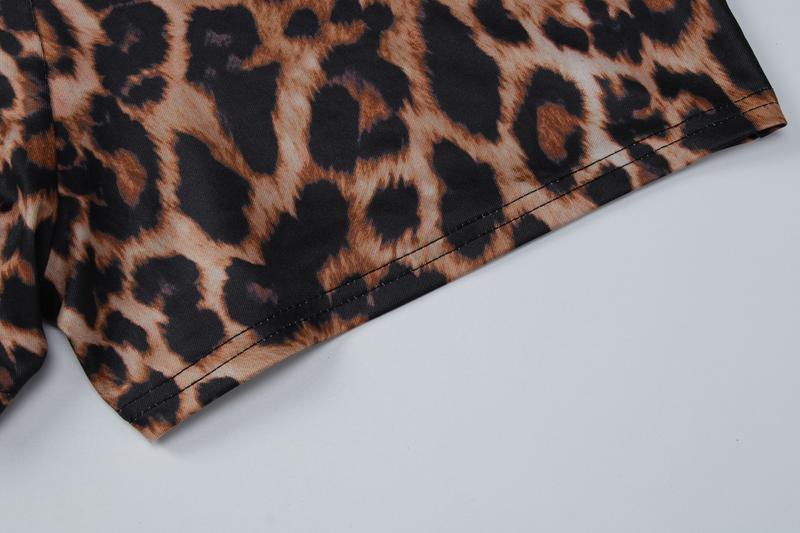 Women's Leopard Print V Neck Long Sleeve Romper, Ladies Spring Fall Winter Party Club Date Holiday Daily Casual One-piece Set Shorts Jumpsuits Playsuits For Everyday Wear