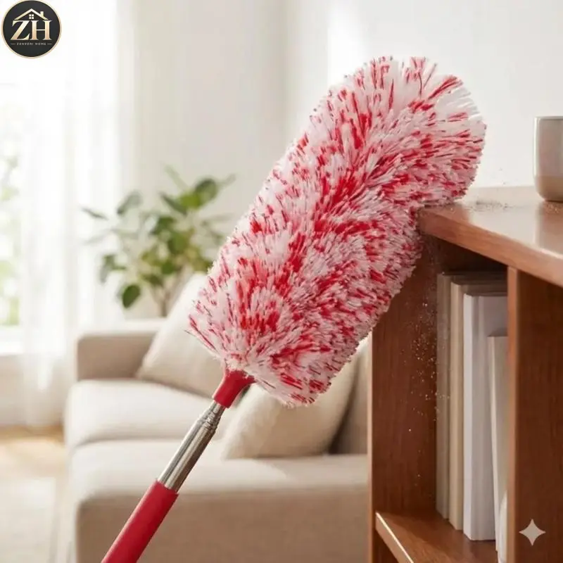 ZVHE Telescopic Duster Pole, 3-Section Adjustable Heights, Anti-Static Feather Duster Head Dust-Free Cleaning on Blinds, Lights, Furniture, Washable & Reusable Cleaning, Microfiber Duster, Blind Cleaner Duster Tool