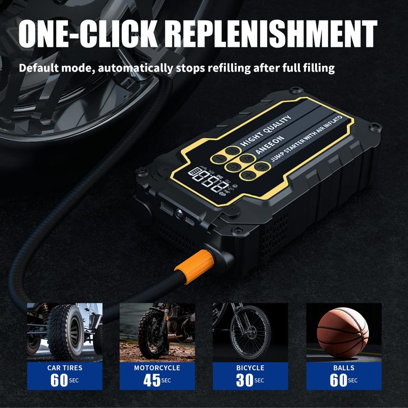 Portable Car Jump Starter with Air Compressor, 3000A 12V Lithium-Ion Battery, Automatic Shut-Off Tire Inflator, Model X49S