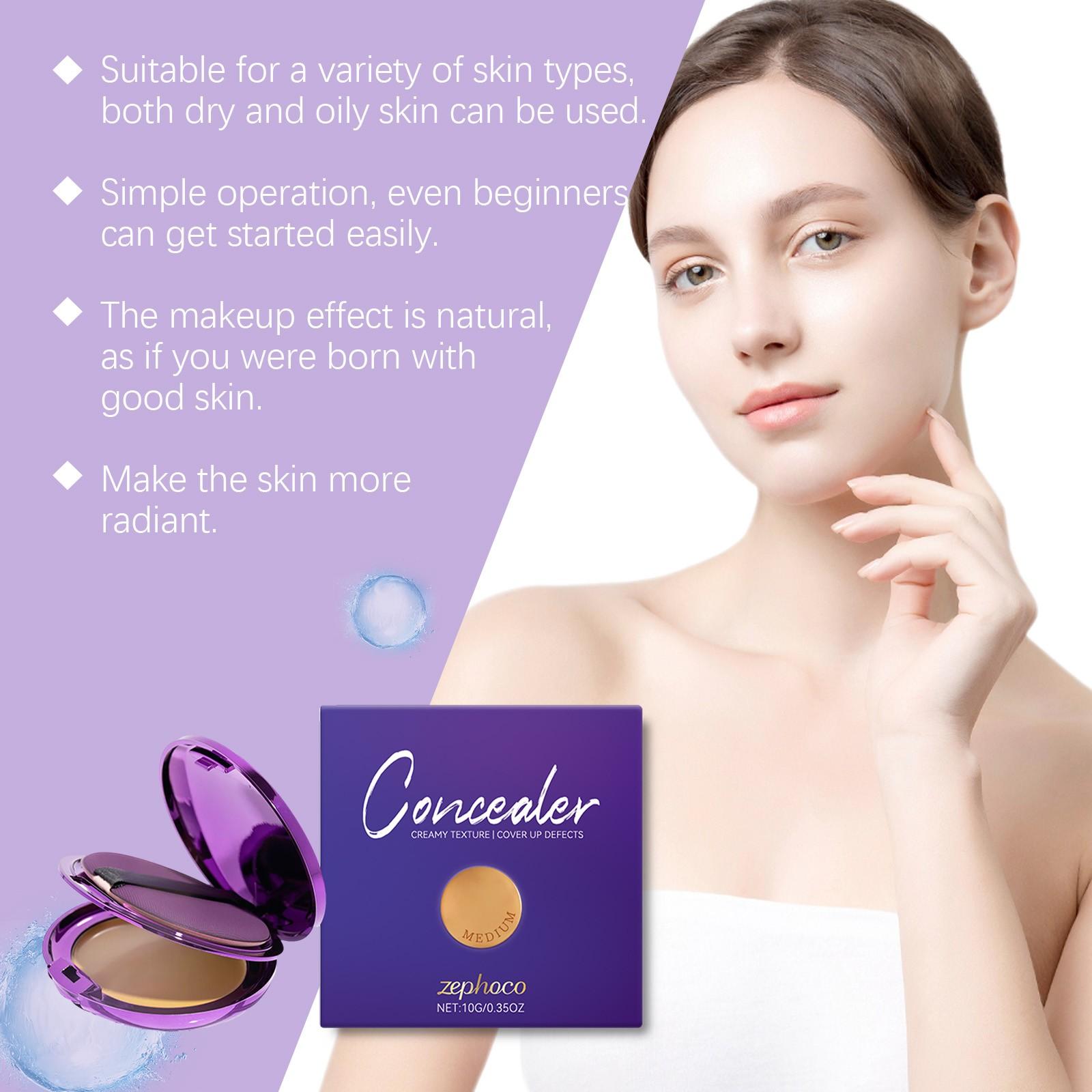 Zephoco High Efficiency Concealer Palette Natural Color Cream Concealer Full Coverage Professional Concealer Smooth Waterproof Long Lasting