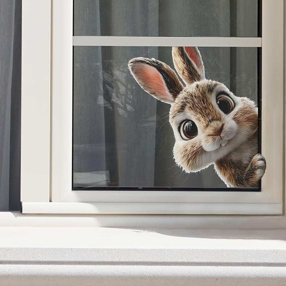 Self-Adhesive Transparent Rabbit Peephole Sticker, Waterproof PVC Window Decor, Easy Install Remove, Home Glass Door Decoration
