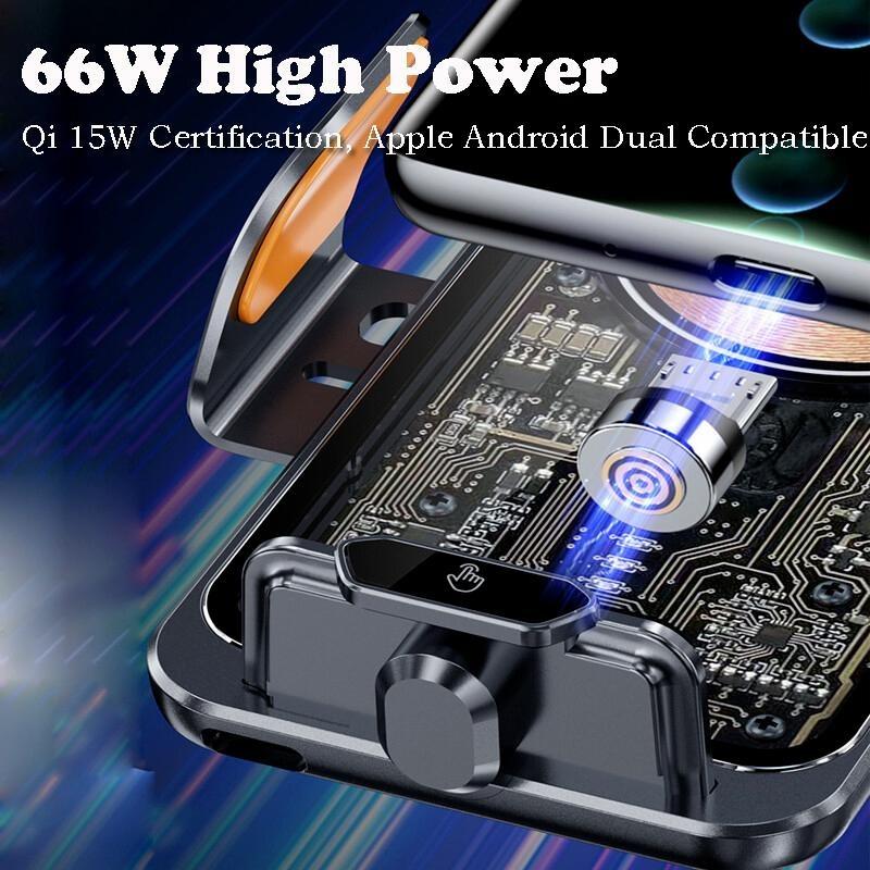 Wireless Car Charger Fast Auto Clamping Car Charger Phone Holder fit for iPhone 16 15 14 13 12 11 Pro, Samsung Galaxy S23 S22 S21, etc Smartphone Cellphone Charging Mobile Electronic