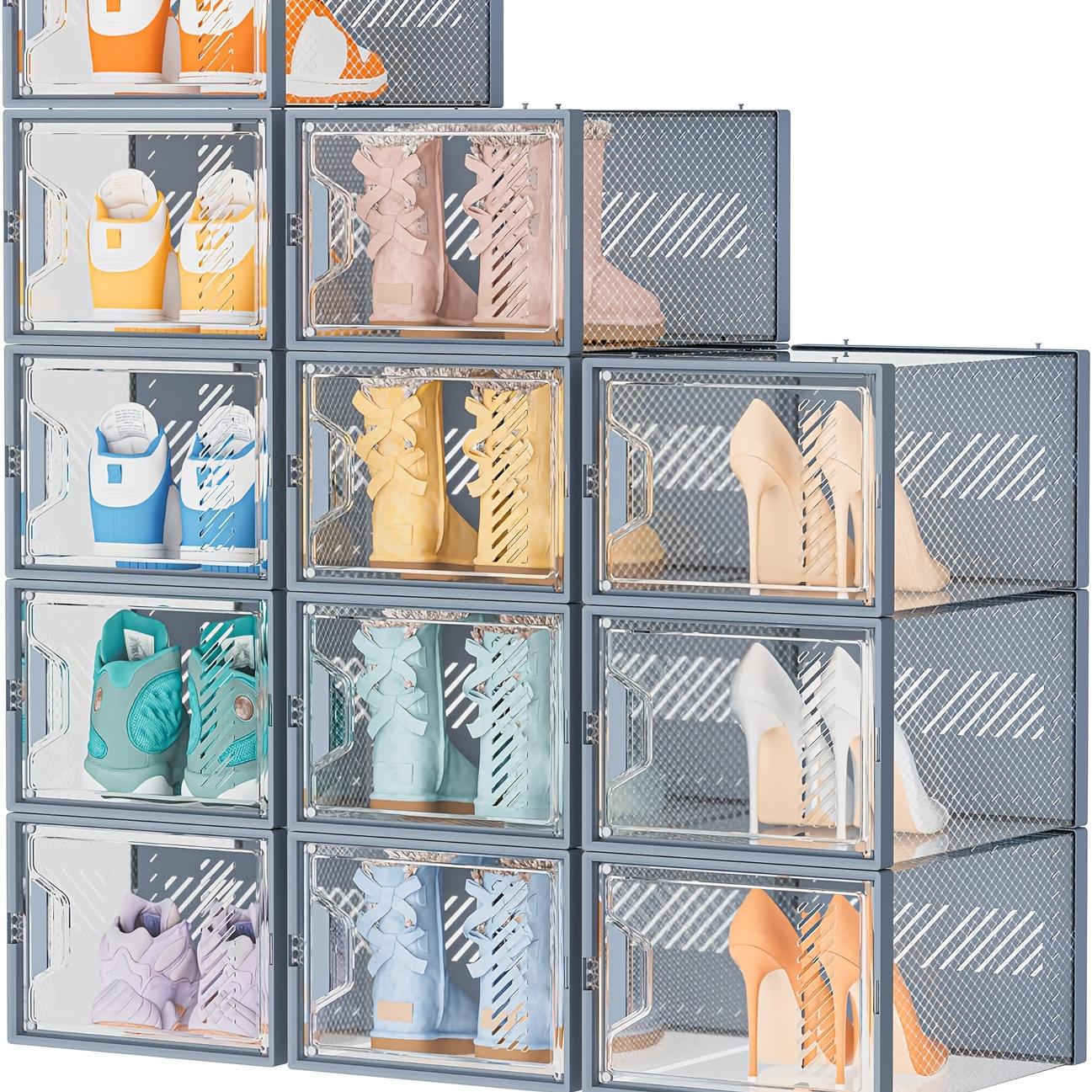 24-Pack Transparent Plastic Shoe Boxes with Lids, Foldable and Stackable Shoe Storage Bins Organiser - Waterproof, Space-Saving Shoe Storage for All Shoes, Multilayer Sneaker Display Racks - Suitable for Entryways, Bedrooms, Homes, and Dorms