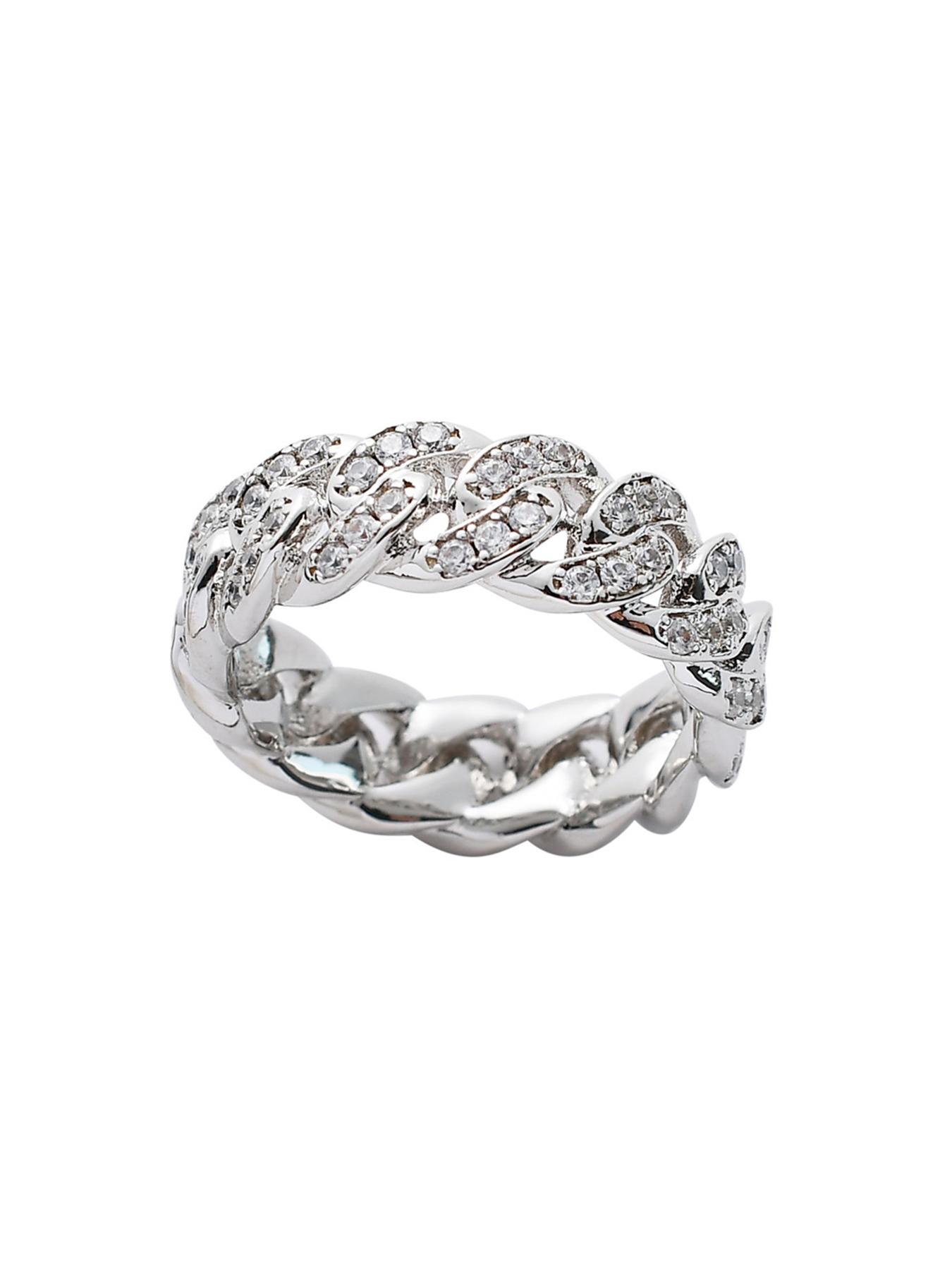 1PC ICED CHICS Double-row Zircon hip-hop ring, Cubic Zirconia Rings, full of zircon to enhance your temperament, street casual style, fashionable and versatile, birthday gift, perfect for gifting.