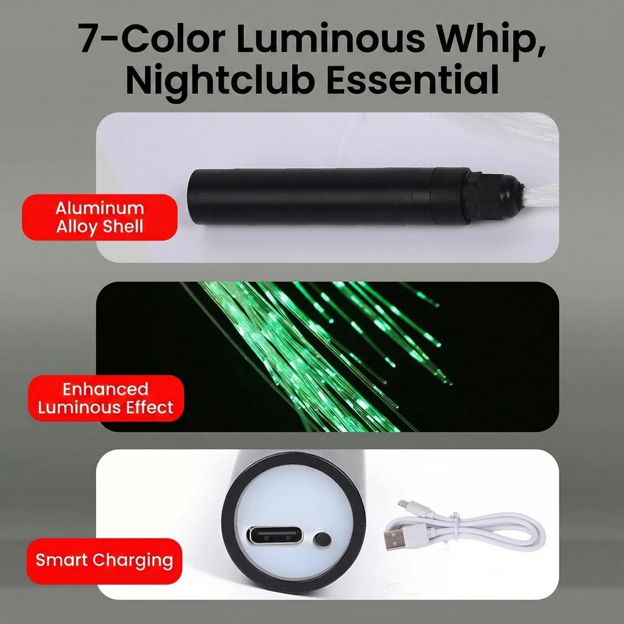 Fiber Optic LED Light Whip, Interactive Atmosphere for Dance Performances, Flashing Rainbow Fiber Optic Whip, Perfect for Shows and Events