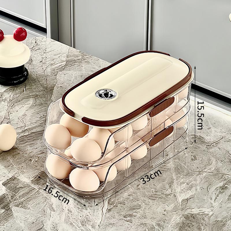 Single Layer, Dual Layer, Triple Layer Kitchen Home Egg Box Transparent Dual Layer Slide Rolling Egg Holder Refrigerator Side Door Handheld Egg Storage Box