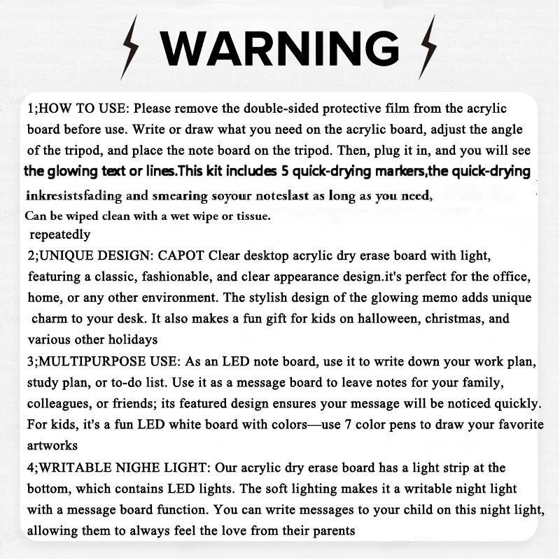 Acrylic LED Note Board, 7 Color Pens, Magic LED Writing Board, Advertise Memo Display Stand, Drawing Sketch Pad, J-95 Model