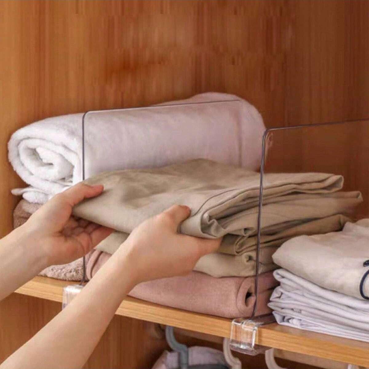 Clear Acrylic 6pcs Shelf Dividers for Closets, Organizers & Purses Separator, Ideal for Kitchen Cabinets & Bedrooms, Durable Design