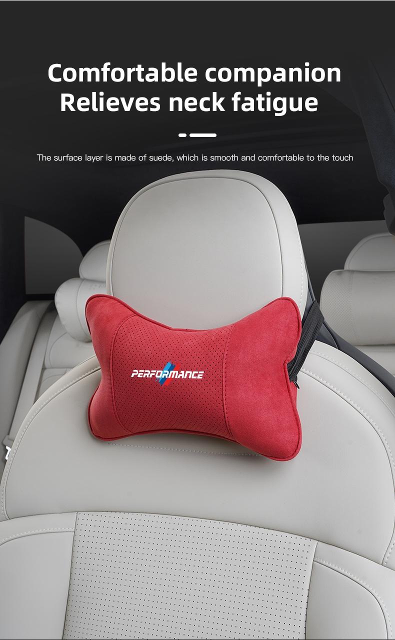 Car Suede Headrest Neck Support Auto Seat Accessories For BMW Performance F25 F26 F15 F16 E90 E91 E92 E60 E84 G22 G32 F13 F36 G30 G20 G11 G12 F80 F82 F90