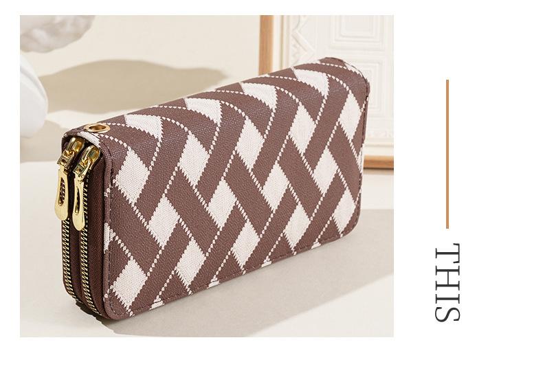 2026 New Women Wallet Korean Fashion Stripe Design Large Capacity Zipper Phone Purse with Multiple Card Slots and Coin Pocket